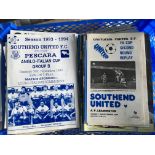 Southend United Home Football Programmes: Interesting as no League matches. Includes Friendlies