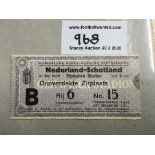 1938 Holland v Scotland Football Ticket: Very good condition ticket dated 21 5 1938. Light folding.