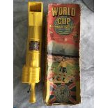 1966 World Cup Football Periscope: Yellow periscope still has World Cup logo stuck to it and comes