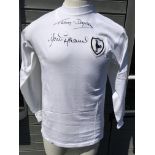 Dyson + Greaves Signed Tottenham 1963 ECWC Final Shirt: Adult size white replica shirt the style