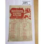 45/46 Manchester United v Burnley Football Programme: Fair/good condition Lancs Cup Final match with