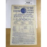 1907 FA Cup Final Railway Bill: For the match between Everton and Sheffield Wednesday. Railway