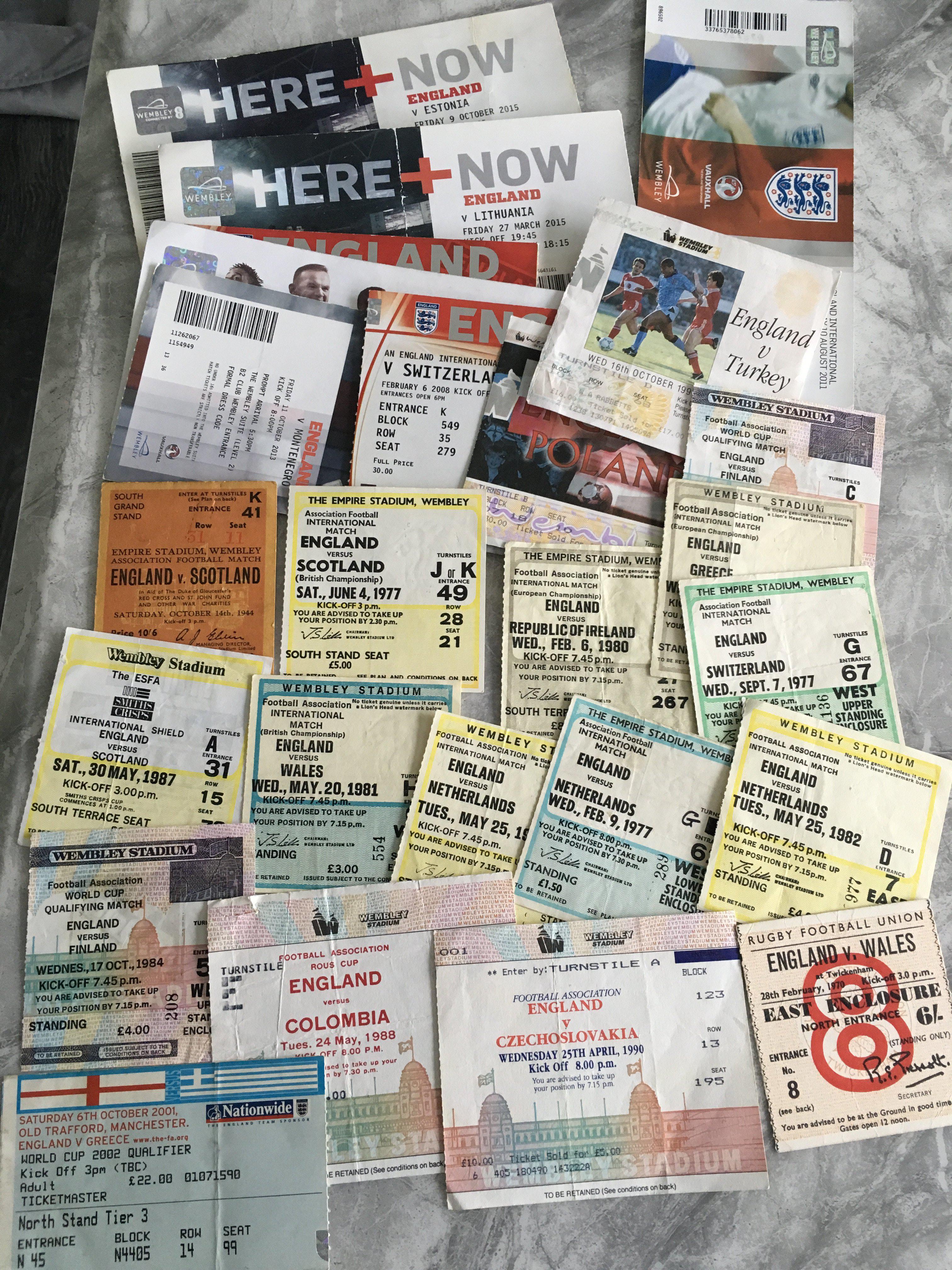 England Away Football Tickets: Good collection including Euro 88 World Cup 70. Germany from 56 68 72 - Image 2 of 2