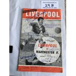Manchester United 1963 Football Autographs: Signed to cover of away programme at Liverpool in
