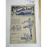 39/40 Preston North End Reserves v Liverpool Football Programme: Rare aborted season dated 2 9 1939.