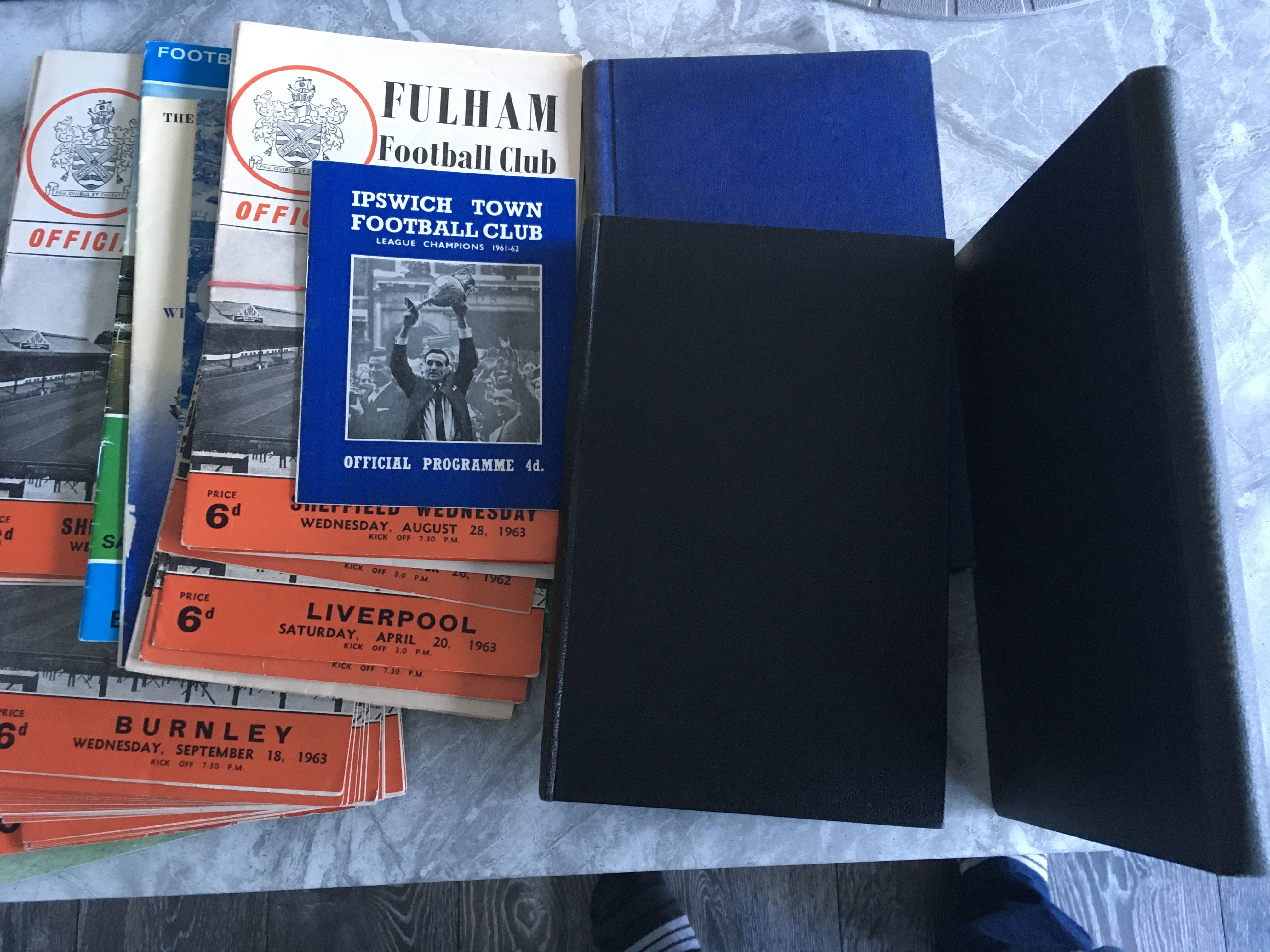 Fulham Bound Volumes Of Football Programmes: First team matches for 57/58 59/60 and 60/61 are