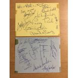 1975 Manchester United Football Autographs: We are informed these two pages were removed from