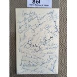 Multi Signed 1959 Football Menu: Ex property of Tommy Docherty for the 1959 Internations Club