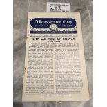 53/54 Manchester City v Manchester United Football Programme: Manchester Senior Cup match dated 16