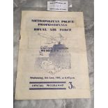 1941 Police v Royal Air Force At Wembley Football Programme: 8 pager in good condition with fold and