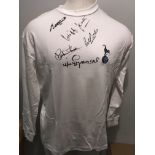 1960s Signed Tottenham Legends Football Shirt: Long sleeve replica white home long sleeve shirt