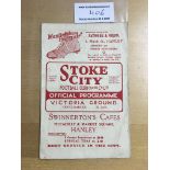 33/34 Stoke City v Tottenham Football Programme: Dated 2 4 1934. No team changes but light creasing.