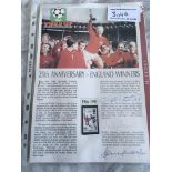1966 England World Cup Bobby Moore Signed Display: An A4 page from the World Cup collection