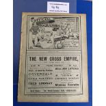 1910/11 Millwall v Watford Football Programme: First team Southern League Division One match dated