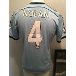 Kevin Nolan West Ham Match Worn Football Shirt: Rare light blue with dark blue stripe worn between