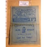 37/38 Millwall v Brighton Football Programme: Dated 30 4 1938 with fold and date written to cover.