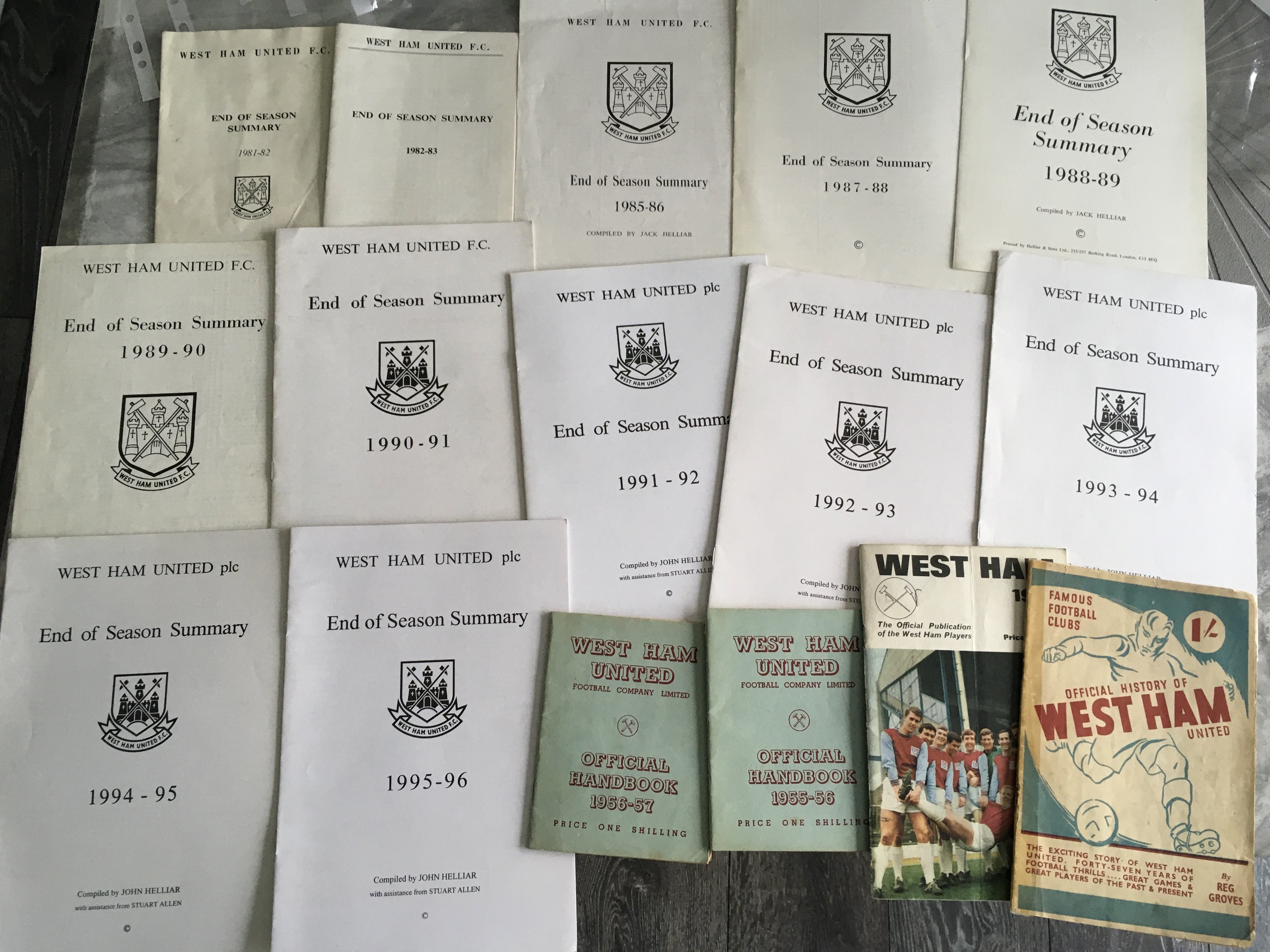 West Ham Handbook + End Of Season Summaries Collection: 12 End of Season summaries from the 80s