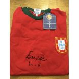 Eusebio Signed Portugal Shirt: Adult size limited edition 8/50 official Toffs replica shirt.