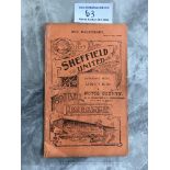 1908/09 Sheffield United Reserves v Mexborough Town Football Programme: 4 pager dated 6 3 1909. Ex