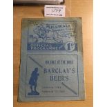 36/37 Millwall v Chelsea FA Cup Football Programme: Dated 20 1 1937 in good condition with no team