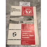 72/73 Berlin v Manchester United Football Programme: Excellent condition pre season friendly dated 5