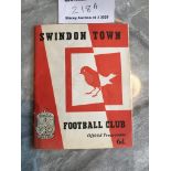 1964 FA Youth Cup Final Football Programmes: Swindon v Manchester United. Both legs In good