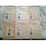 Tottenham 1940s Home Football Programmes: 46/47 x 21, 47/48 x 20, 48/49 x 18 and 49/50 x 6. Please