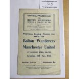 1945 North Cup Final Football Programme: Bolton Wanderers v Manchester United 1st Leg played at