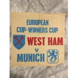 1965 ECWC Final Football Memorabilia: A very rare 20 inch square advertising poster for the match