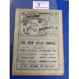 1910/11 Millwall v Leyton Football Programme: First team Southern League Division One match dated