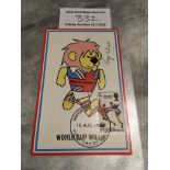 Roger Hunt England Signed World Cup Willie Football Postcard: Original postcard with World Cup