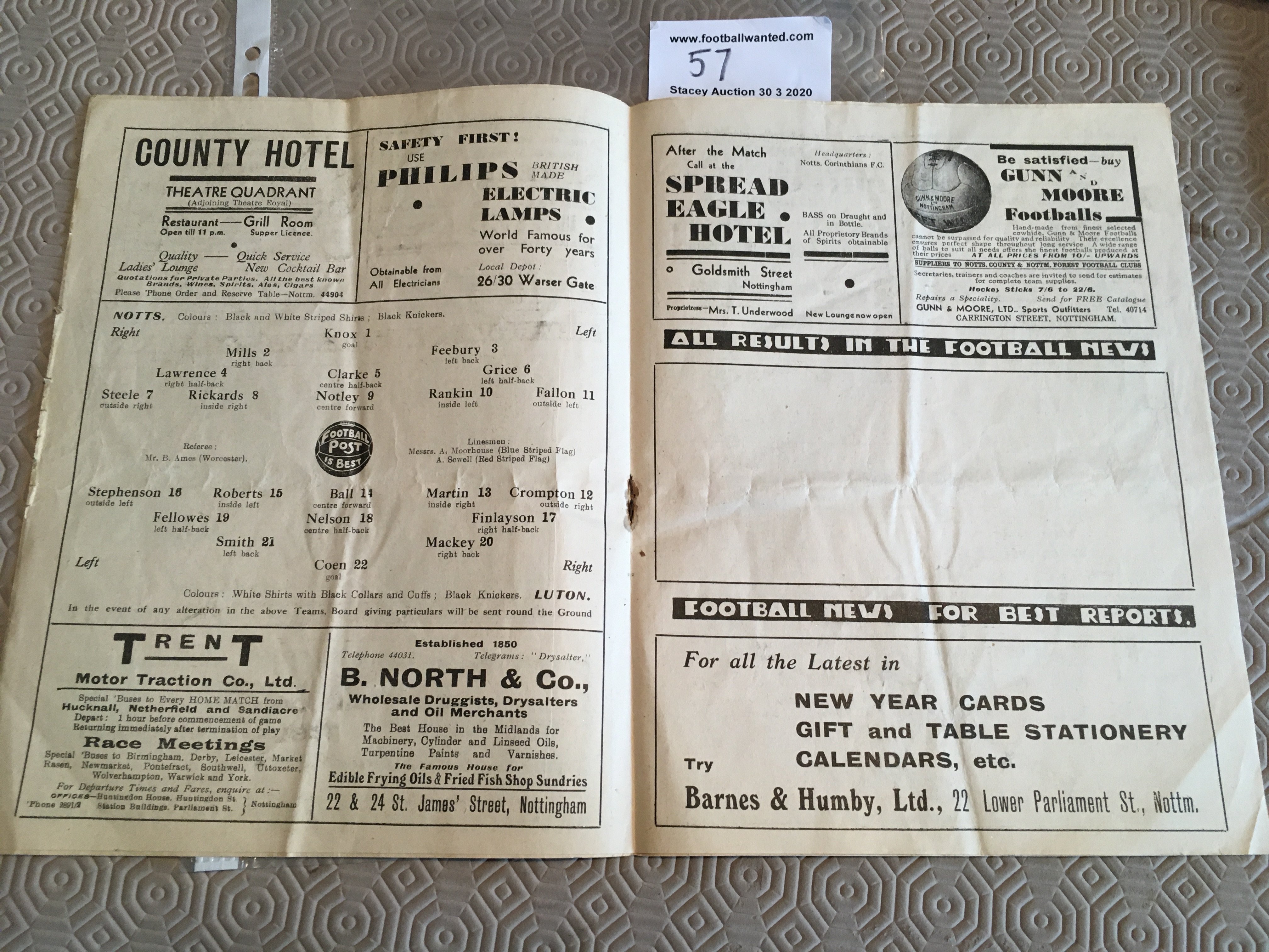 35/36 Notts County v Luton Town Football Programme: Dated 25 12 1935 with no team changes. Rusty - Image 2 of 2