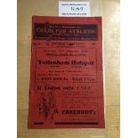 29/30 Charlton v Tottenham Football Programme: Good condition with no team changes. Dated 14 12 1929