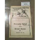 39/40 Newcastle United v Bristol Rovers Cup Football Programme: League War Cup 8 pager dated 18 5