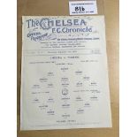 1923/24 Chelsea v Fulham Football Programme: London Professional Charity Fund dated 26 9 1923.