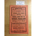 37/38 Barnsley v Tottenham Football Programme: Dated 5 2 1938. No team changes. Excellent condition.