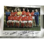 England 1966 World Cup Football Team Signed Poster: 50 x 34 cm poster of the winning team with Moore