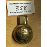 1966 Football World Cup Clicker: Push the back to make it click. Metal item with French mascot of