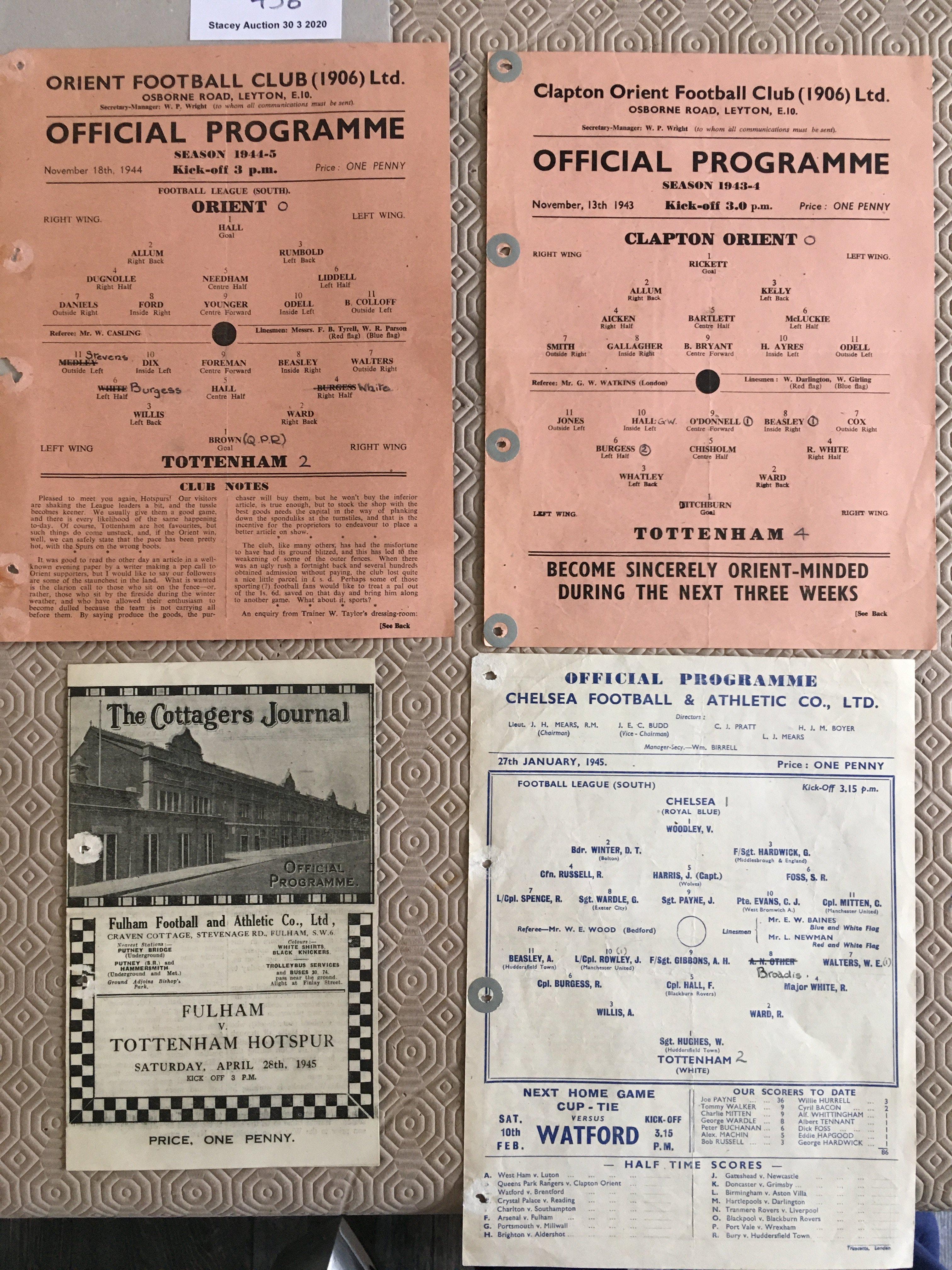 Tottenham 1940s Away Football Programmes: Nearly all have hole punch reinforcements with between 1 - Image 3 of 3