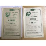 1959 Leeds United Railway Football Handbills: Both for London Clubs Fulham and Arsenal to attend