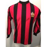 1969 Manchester City Signed FA Cup Final Shirt: Replica long sleeve mens red and black striped shirt
