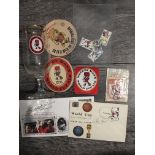 1966 World Cup Memorabilia Box: Must view with Watney Pale Ale glass beer label and coaster,
