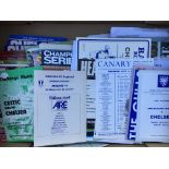 Chelsea European + Friendly Football Programmes: Some aways included with programmes from the late