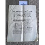 Ben Warren 1906/07 Derby County Football Contract: Superb 4 page document signed by him detailing