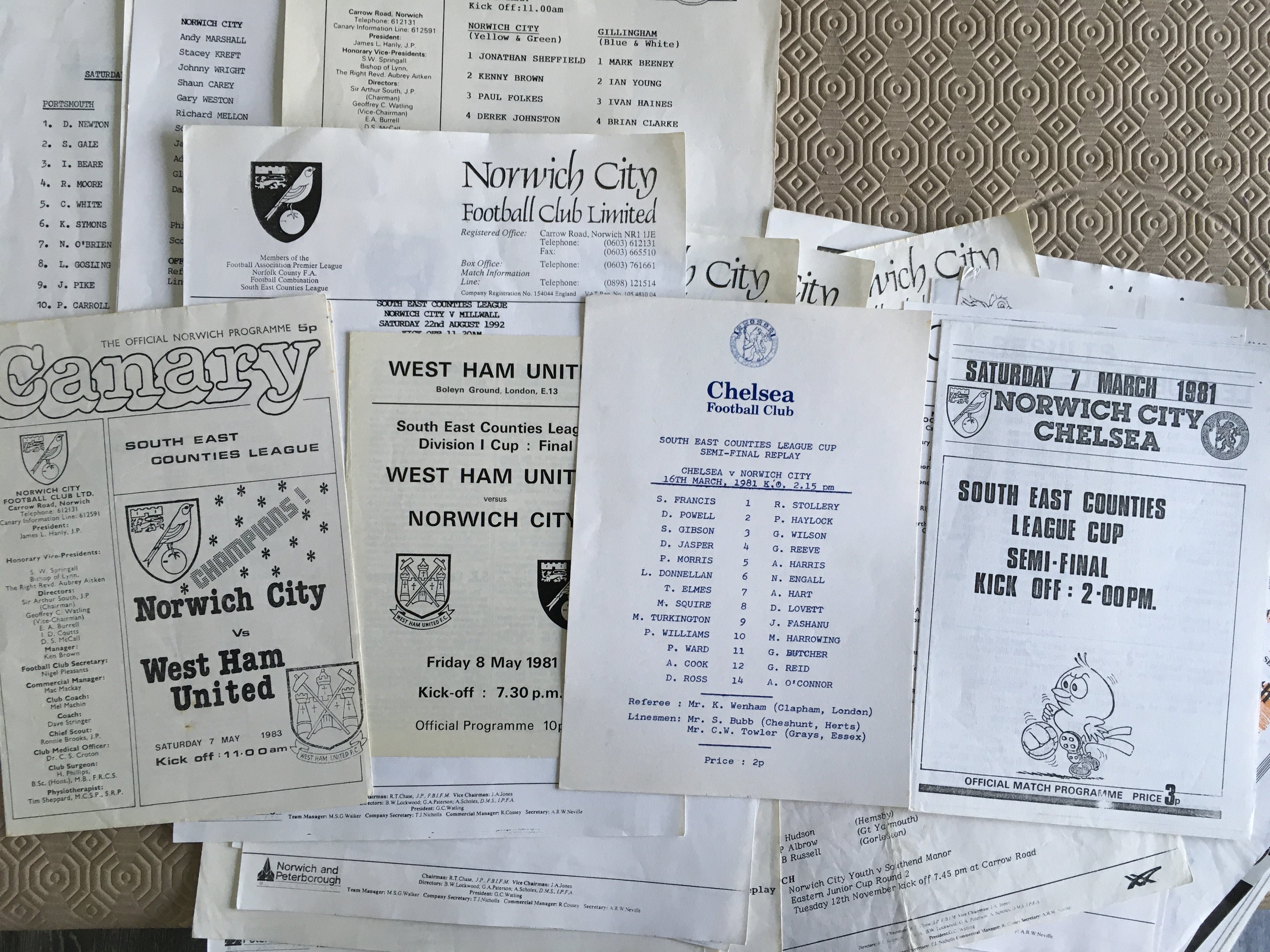 Norwich City Home Youth Football Programmes: Many black and white A4 sheets from the 80s and 90s - Image 2 of 2