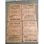 Tottenham Home War Time Football Programmes: All salmon single sheets mainly with 4 punch hole