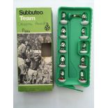 Subbuteo Football Boxed Teams: 7 different team groups with 3 lacking goalkeepers. Includes 5 from