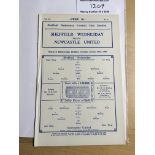 32/33 Sheffield Wednesday v Newcastle United Football Programme: Dated 29 10 1932 in very good