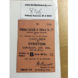 48/49 Chelsea v Everton FA Cup Football Ticket: Excellent condition for the fourth round match at