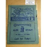 38/39 Millwall v Blackburn Rovers Football Programme: Second Division Match dated 1 10 1938 with